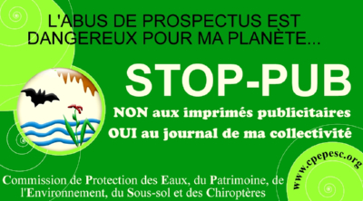 étiquette stop pub,  prospectus déchets